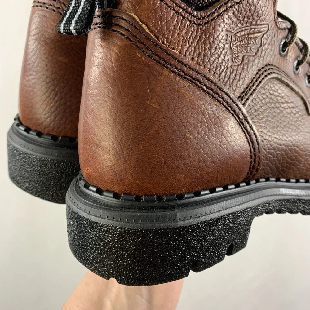 Red Wing Mens Leather Soft Toe EH Work Boots Size 7 B (Narrow) Lug Sole ASTM USA